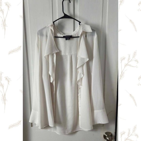 White Duster Lightweight Michel Studio Blazer Sz 18 - Picture 1 of 5